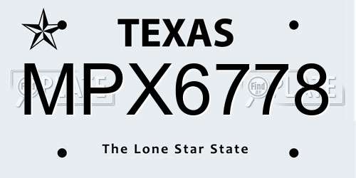 MPX6778 Texas License Plate