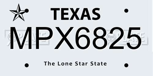 MPX6825 Texas License Plate