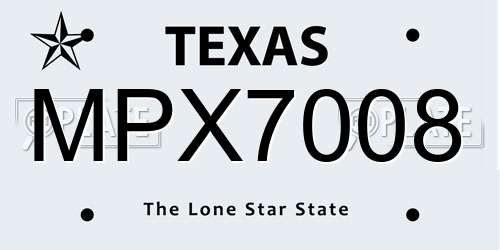 MPX7008 Texas License Plate