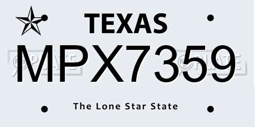 MPX7359 Texas License Plate