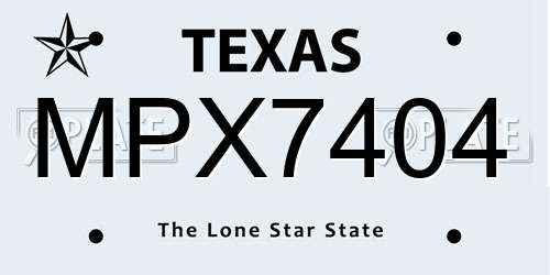 MPX7404 Texas License Plate