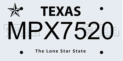 MPX7520 Texas License Plate