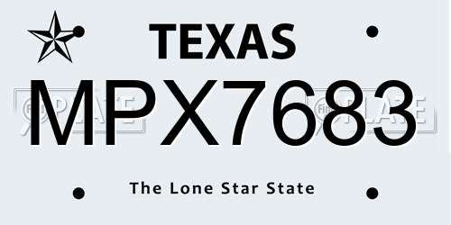 MPX7683 Texas License Plate