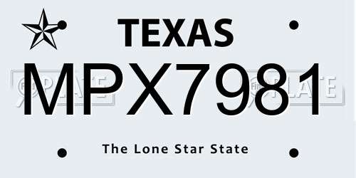 MPX7981 Texas License Plate