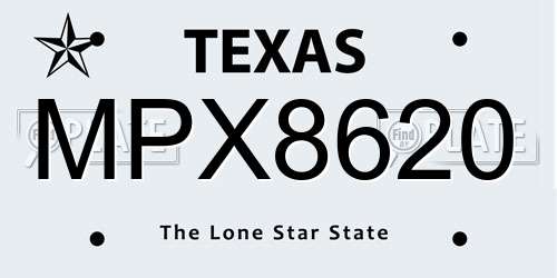 MPX8620 Texas License Plate