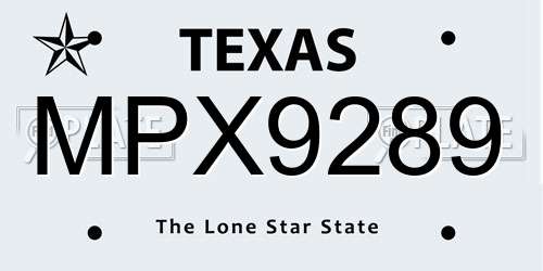 MPX9289 Texas License Plate