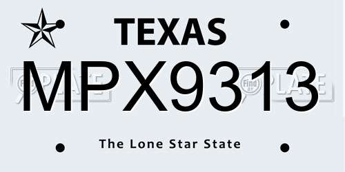 MPX9313 Texas License Plate