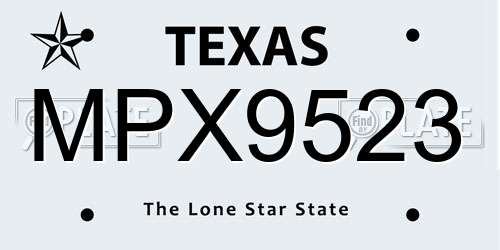 MPX9523 Texas License Plate