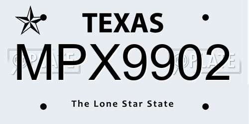MPX9902 Texas License Plate
