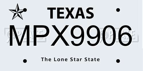MPX9906 Texas License Plate