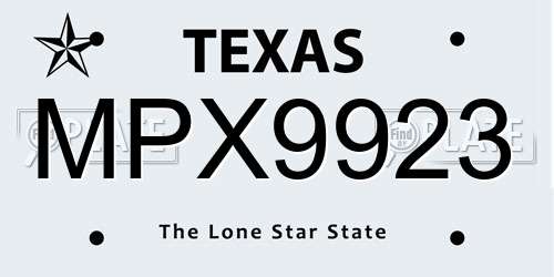 MPX9923 Texas License Plate