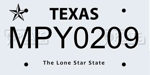MPY0209 Texas License Plate