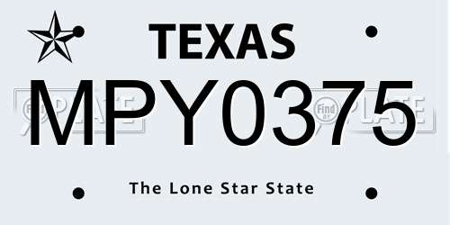 MPY0375 Texas License Plate