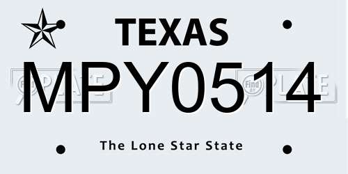 MPY0514 Texas License Plate