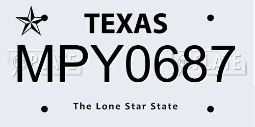 MPY0687 Texas License Plate