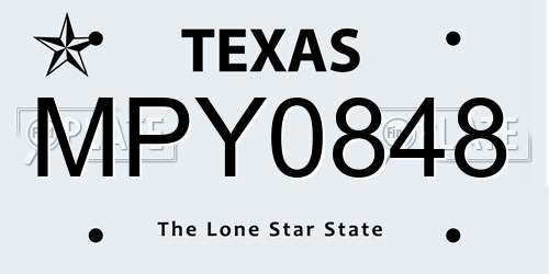 MPY0848 Texas License Plate
