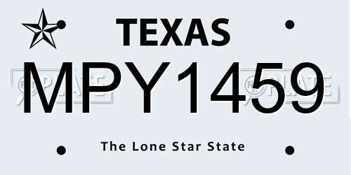 MPY1459 Texas License Plate