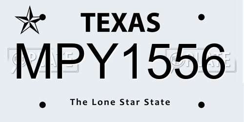 MPY1556 Texas License Plate