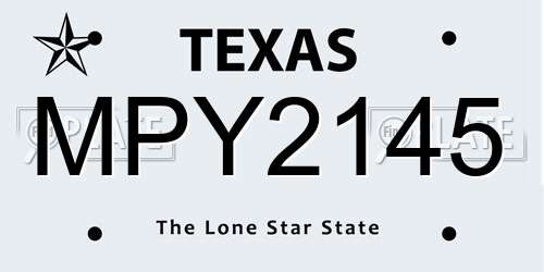 MPY2145 Texas License Plate