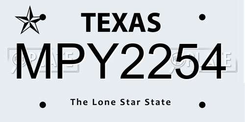 MPY2254 Texas License Plate