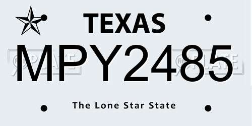 MPY2485 Texas License Plate