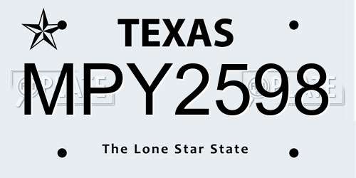 MPY2598 Texas License Plate