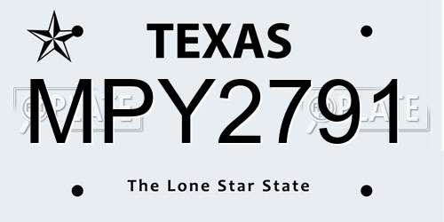 MPY2791 Texas License Plate