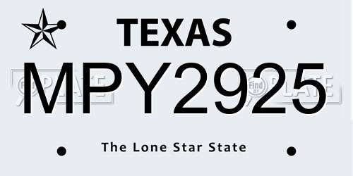 MPY2925 Texas License Plate