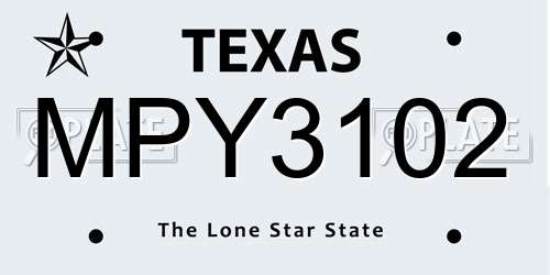 MPY3102 Texas License Plate