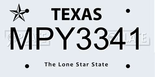 MPY3341 Texas License Plate