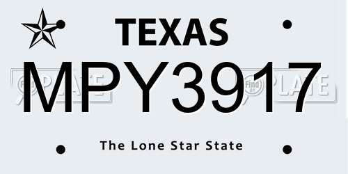 MPY3917 Texas License Plate