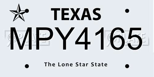 MPY4165 Texas License Plate