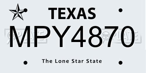 MPY4870 Texas License Plate