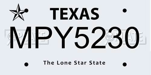 MPY5230 Texas License Plate