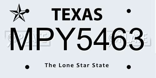 MPY5463 Texas License Plate