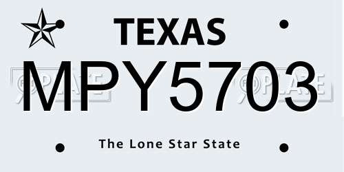 MPY5703 Texas License Plate