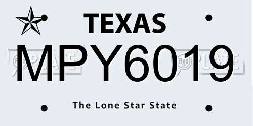 MPY6019 Texas License Plate