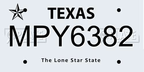 MPY6382 Texas License Plate