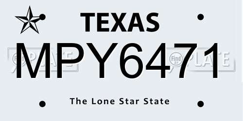 MPY6471 Texas License Plate