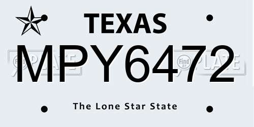 MPY6472 Texas License Plate