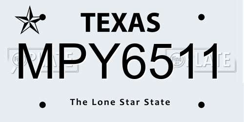 MPY6511 Texas License Plate