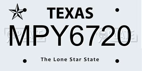 MPY6720 Texas License Plate