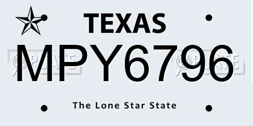 MPY6796 Texas License Plate