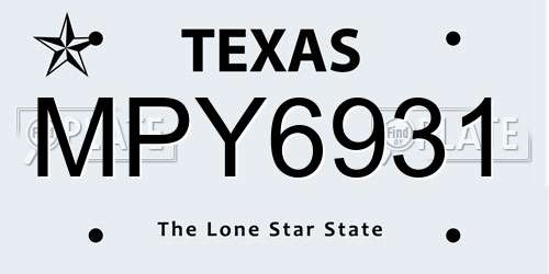 MPY6931 Texas License Plate