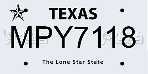 MPY7118 Texas License Plate