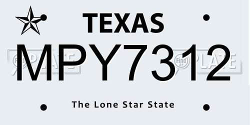 MPY7312 Texas License Plate
