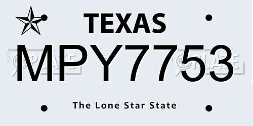 MPY7753 Texas License Plate