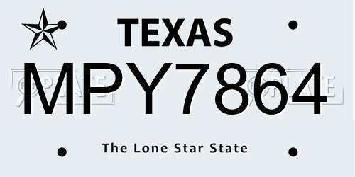 MPY7864 Texas License Plate