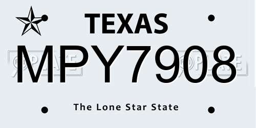 MPY7908 Texas License Plate