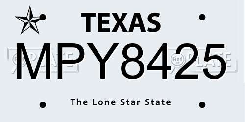 MPY8425 Texas License Plate